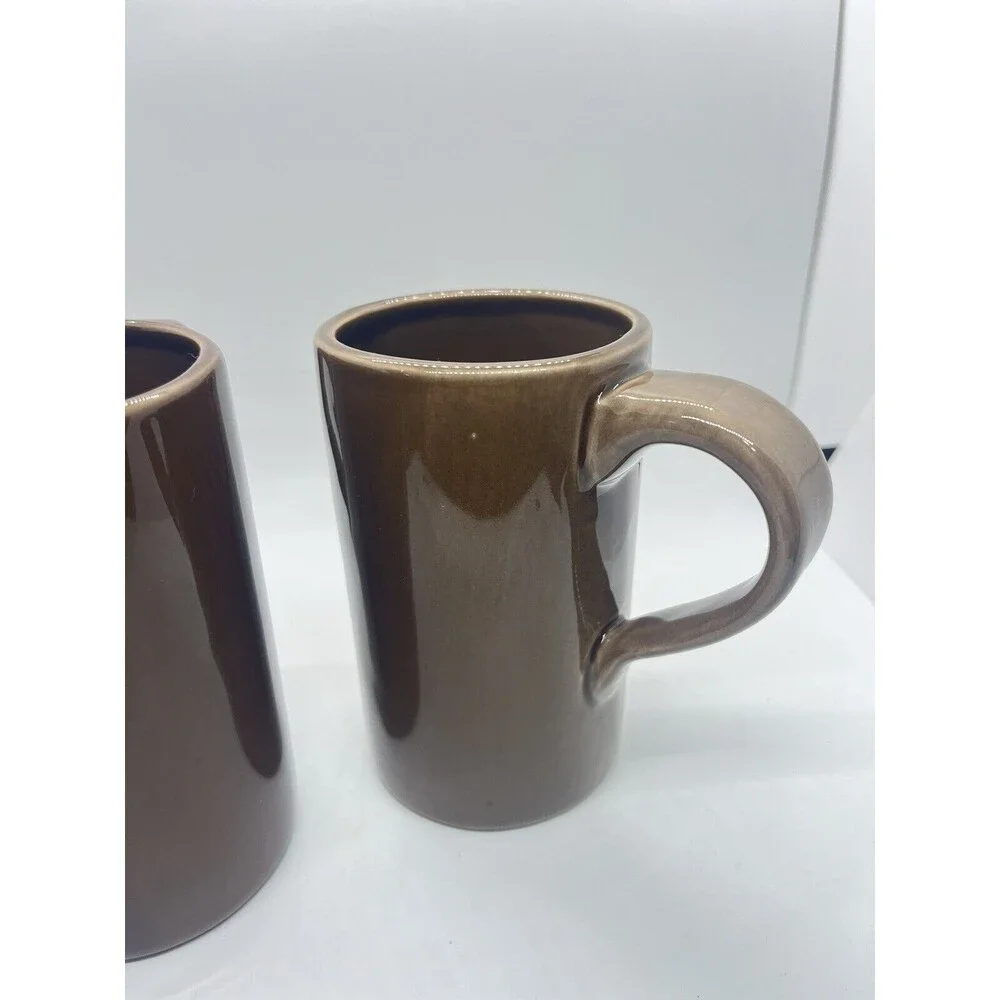 Pottery Barn Studio Mugs by Barbara Eigen Tall Coffee Mugs Set of 2 Brown
